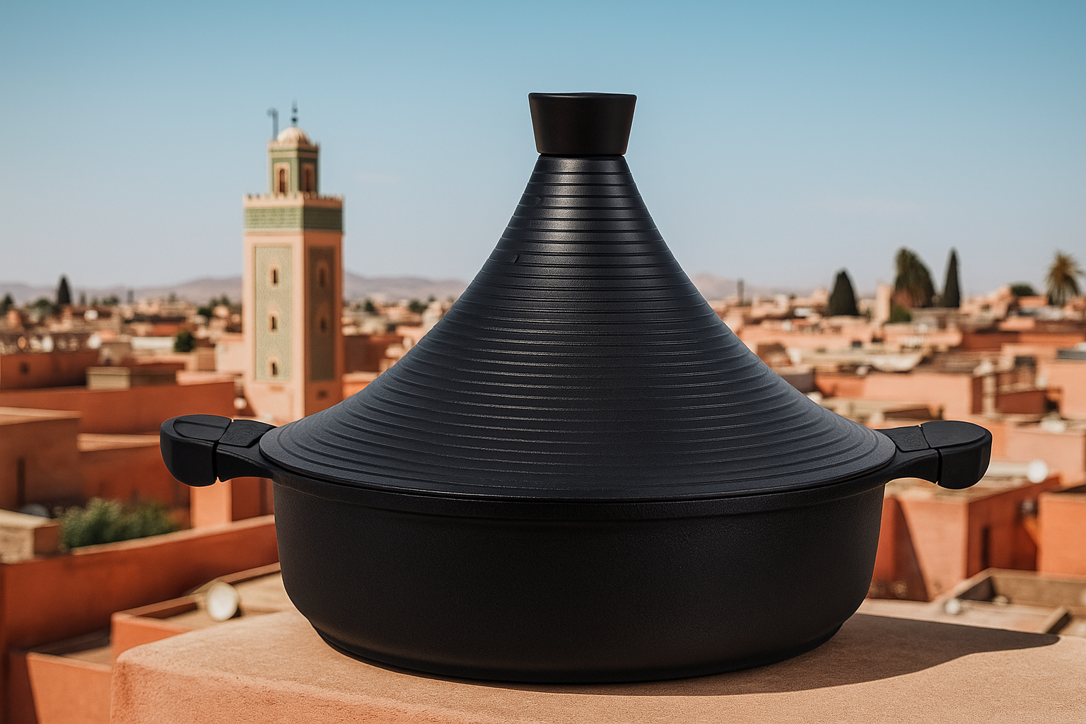 Tagine Nero in Alluminio Antiaderente – Ø 30 cm | Compatibile con Induzione