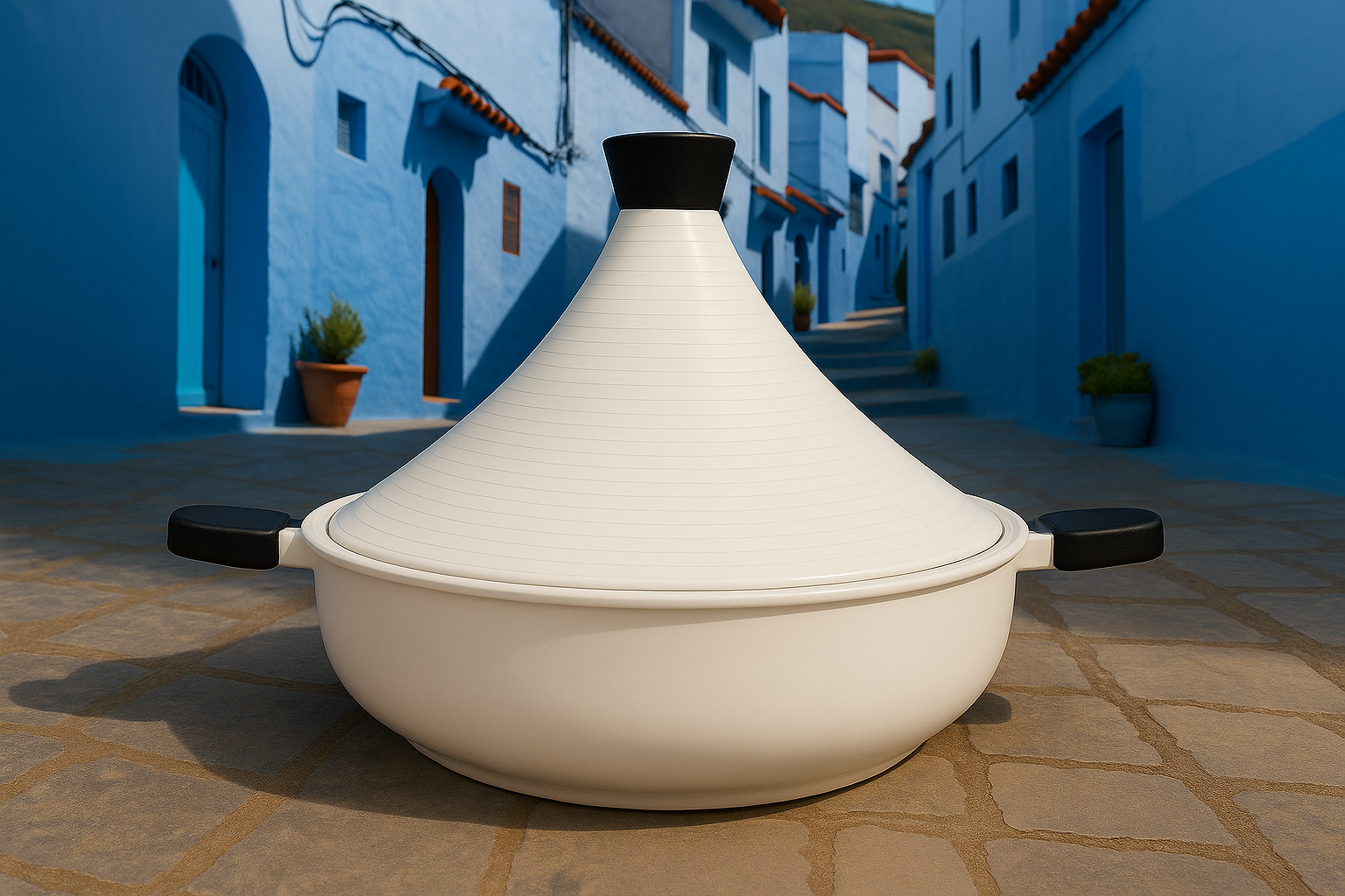 Tagine Bianco in Alluminio Antiaderente – Ø 30 cm | Compatibile con Induzione